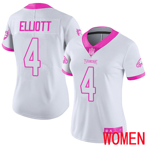 Women Philadelphia Eagles #4 Jake Elliott Limited White Pink Rush Fashion NFL Football Jersey->women nfl jersey->Women Jersey